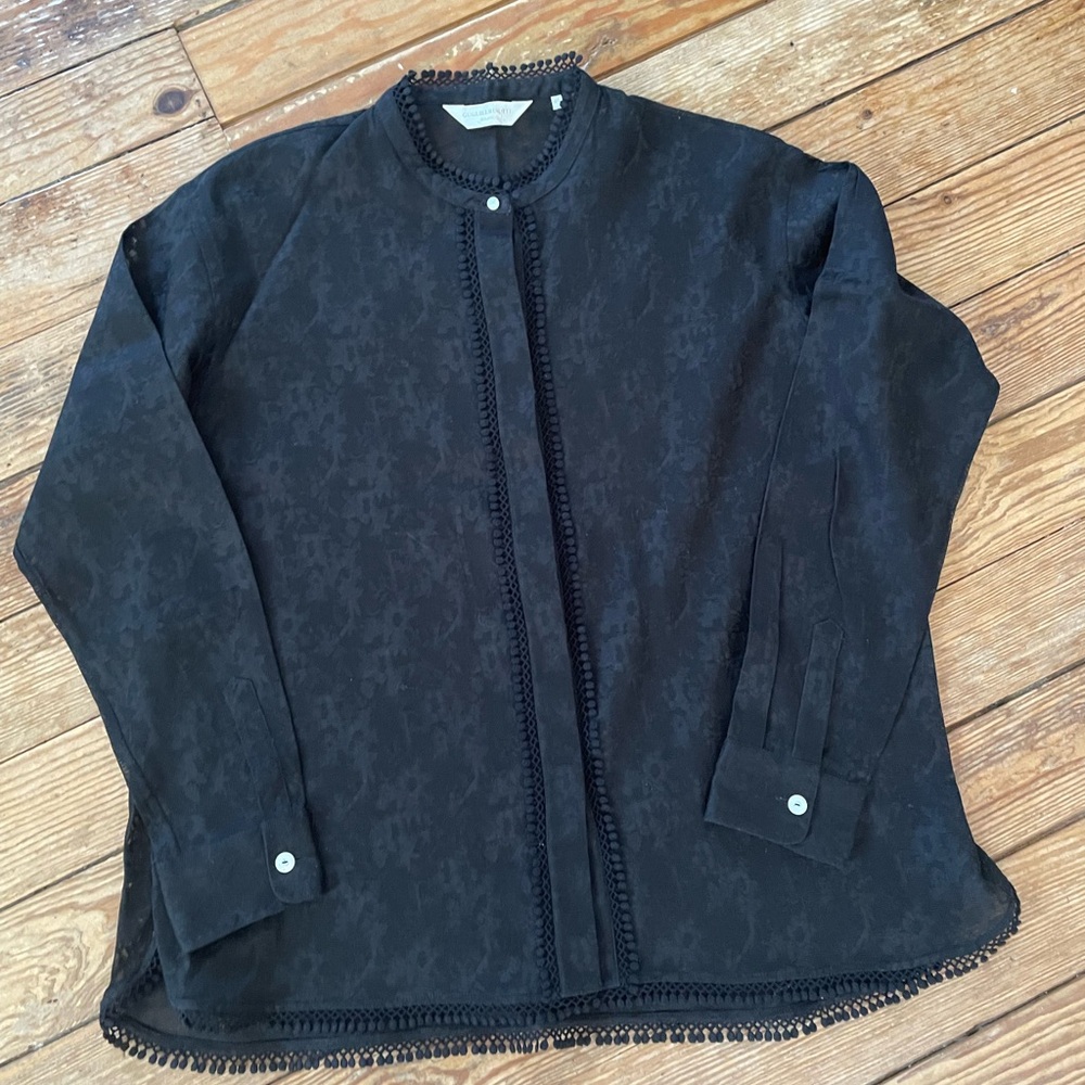 Chic Black Women's Blouse with Lace Trim